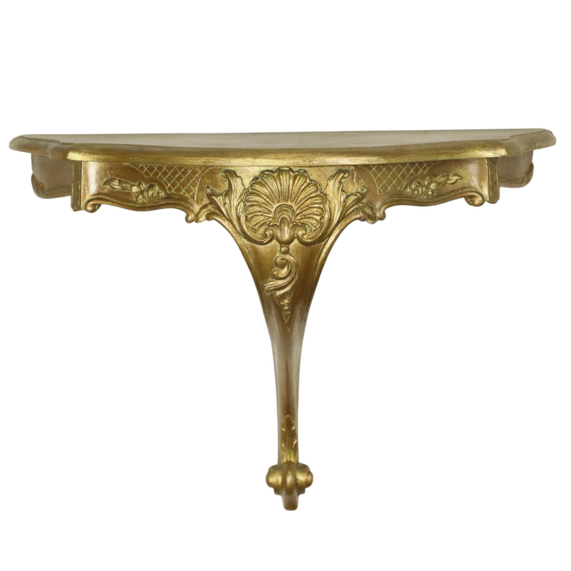 European Gilded Rococo Style Mirror With Console Acanthus France For Sale