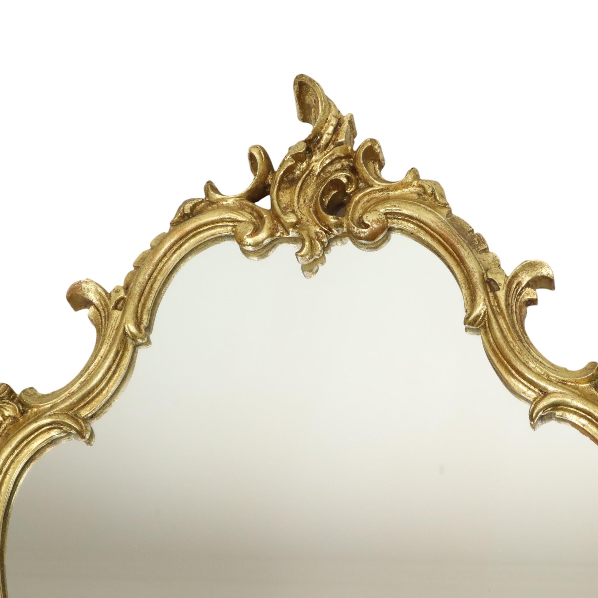 20th Century Gilded Rococo Style Mirror With Console Acanthus France For Sale
