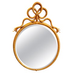 Gilded Rope and Tassel Oval Wall Mirror, Vintage French Design