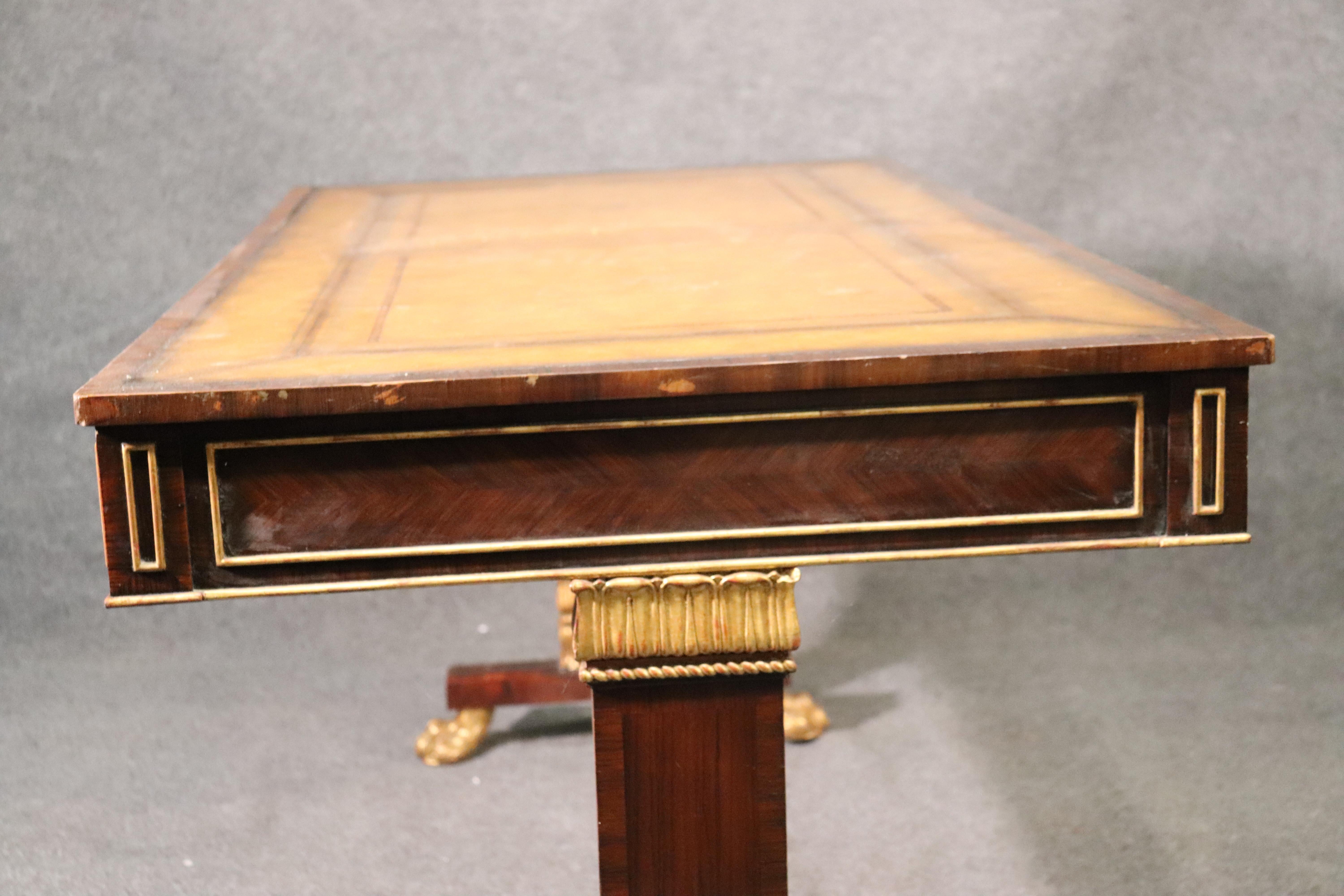 Gilded Rosewood Leather English Regency Style Maitland Smith Writing Table Desk 1