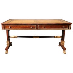 Gilded Rosewood Leather English Regency Style Maitland Smith Writing Table Desk