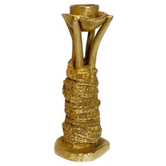 Gilded Sculptural Candlestick by Pierre Casenove for Fondica, 1990s.