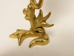 Miroir sculptural sur pied doré de Georges Mathias pour Fondica, années 1990