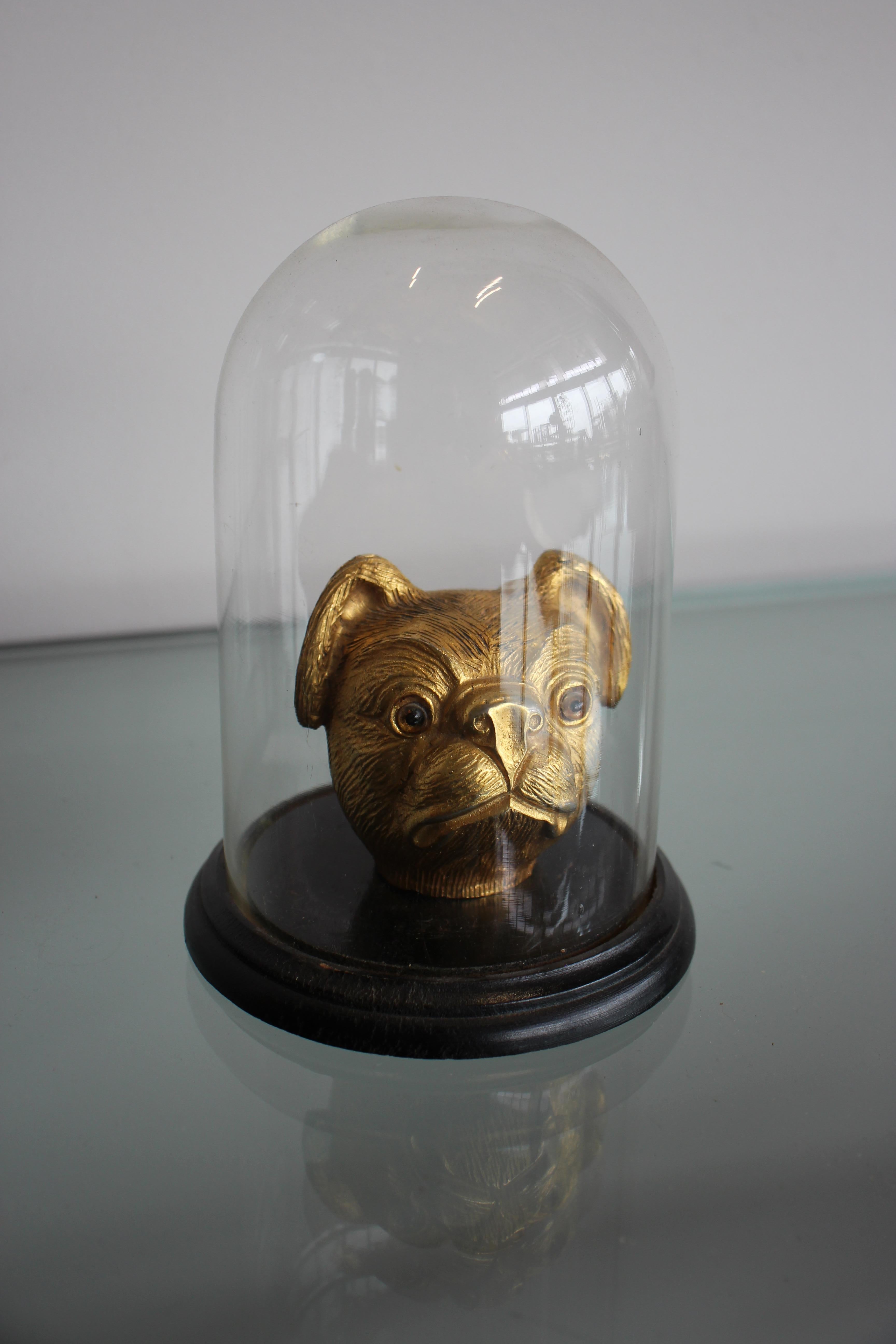 Metal Gilded Sculpture of a Pug 