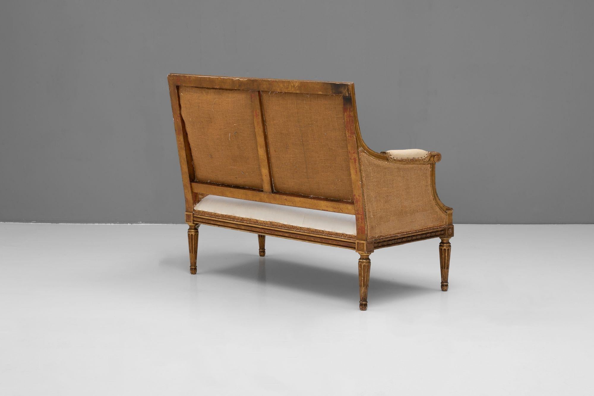 Walnut Gilded Settee For Sale