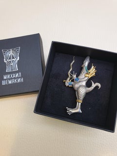 Gilded Silver 22 Karat Enamel with 24 Karat Gold Plating Brooch