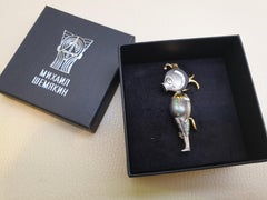 Gilded Silver 22 Karat Enamel with 24 Karat Gold Plating Brooch