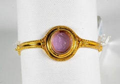 Gilded Silver Bracelet Lilac Glass Paste Centaur Cameo Etruscan Jewelry Style