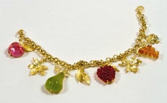 Gilded Silver Bracelet with Silver Leaf Glass Paste Fruit