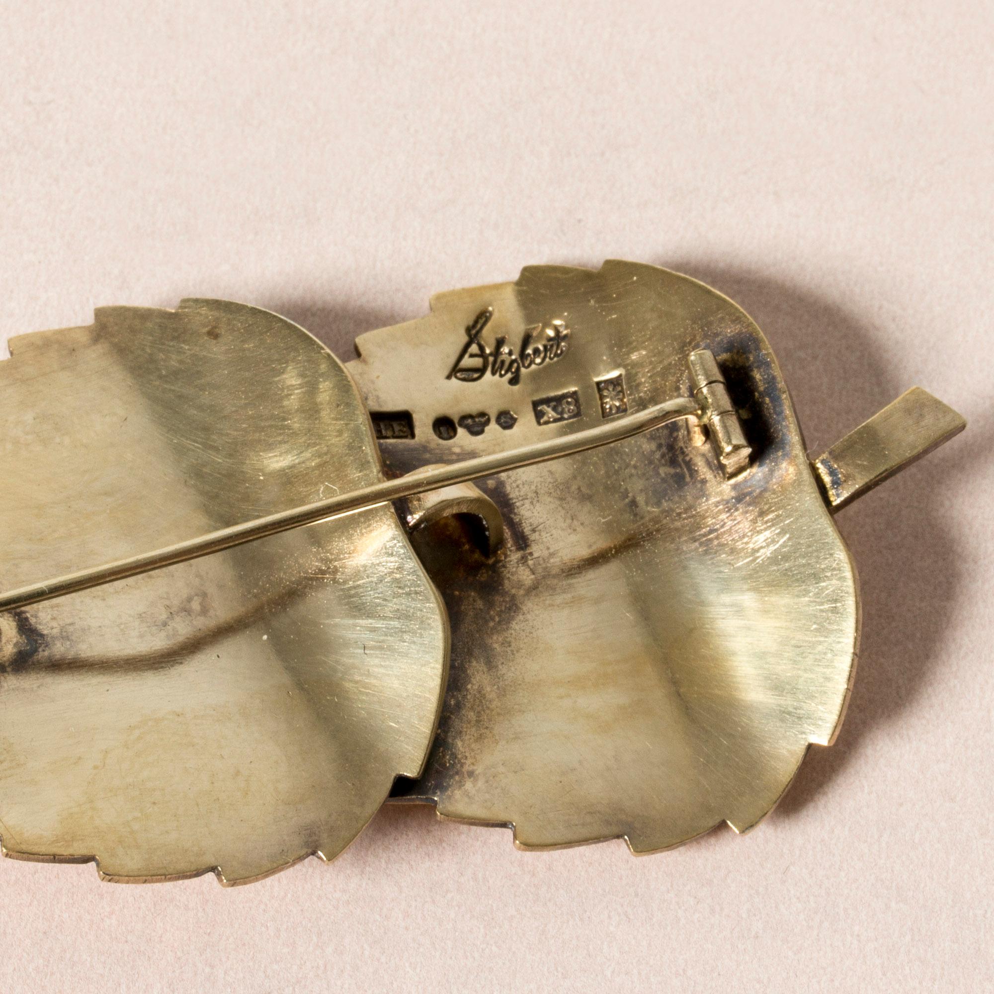 Gilded Silver Brooch by Sigurd Persson, Sweden, 1948 In Good Condition For Sale In Stockholm, SE