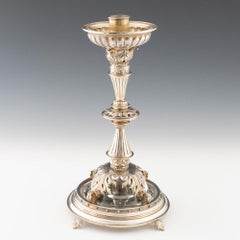Gilded Silver Candlesticks with Glass Drip Pans
