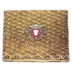 Gilded silver cigarette case in filigree mesh