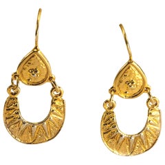 Gilded Silver Earrings Etruscan Jewelry Style
