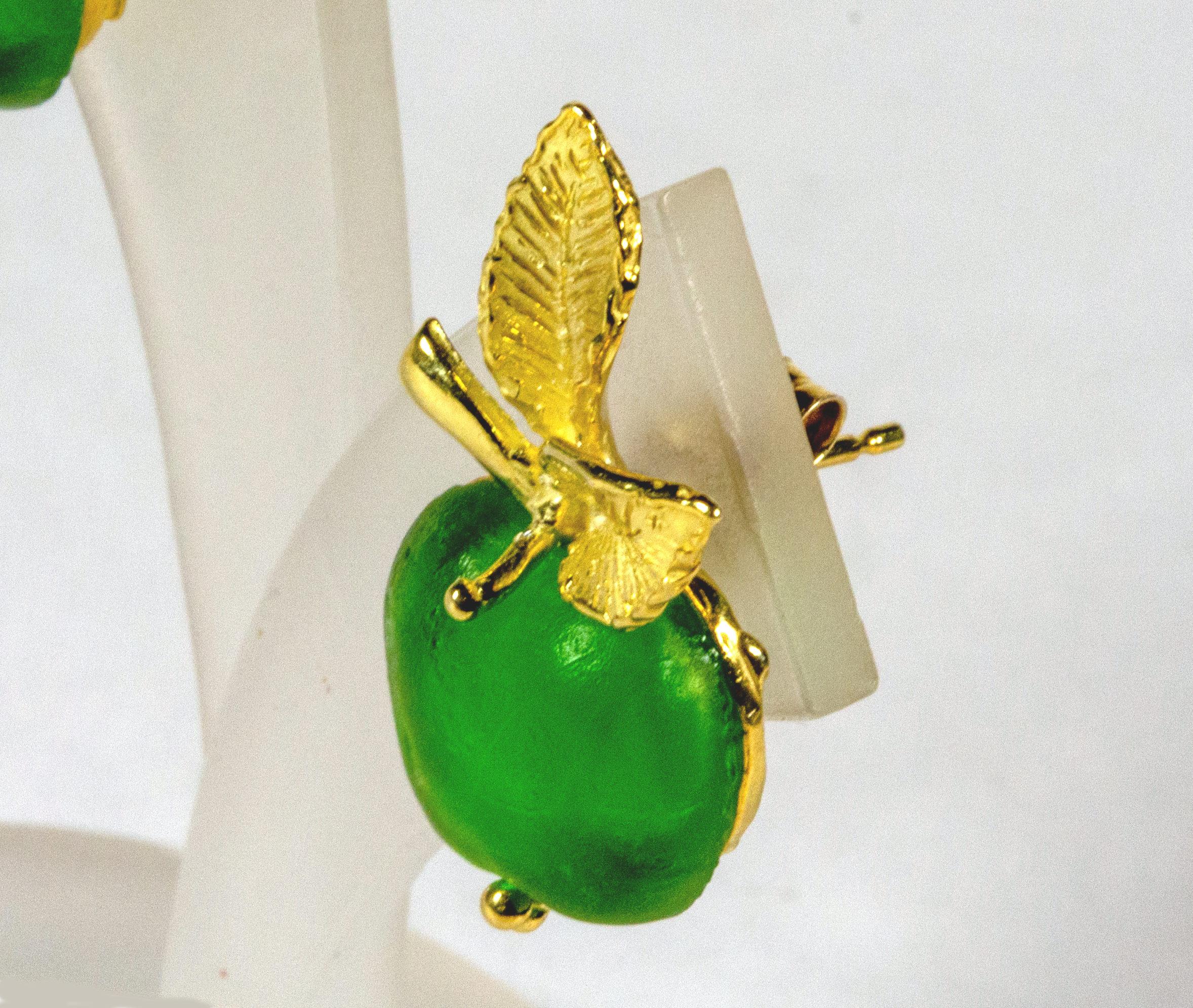 green apple earrings