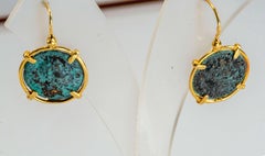 Gilded Silver Earrings with Ancient Bronze Coin Classical Roman Style