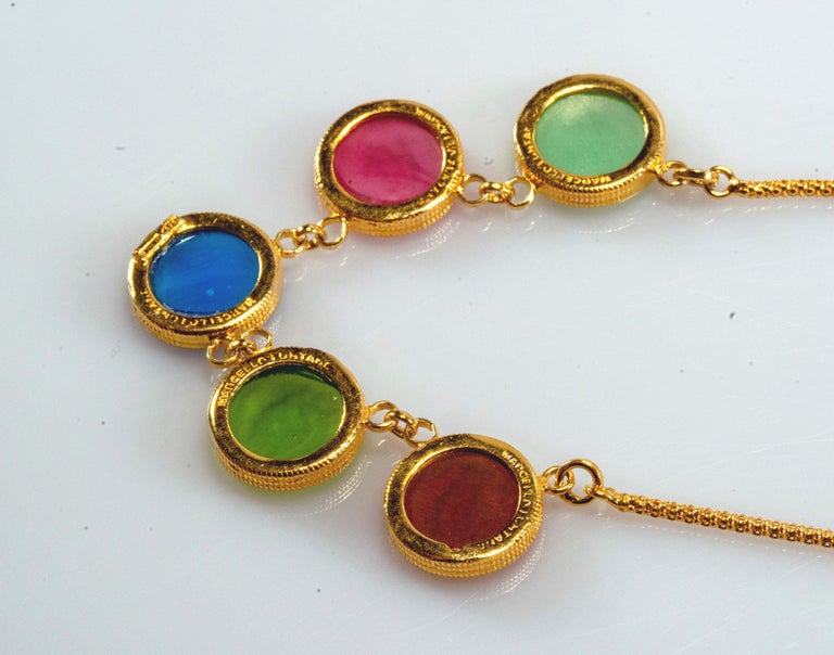 Gilded Silver Necklace Glass Paste Cameo Etruscan Jewelry Style at 1stDibs