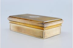 Gilded silver pill box with guilloche & monogrammed lid