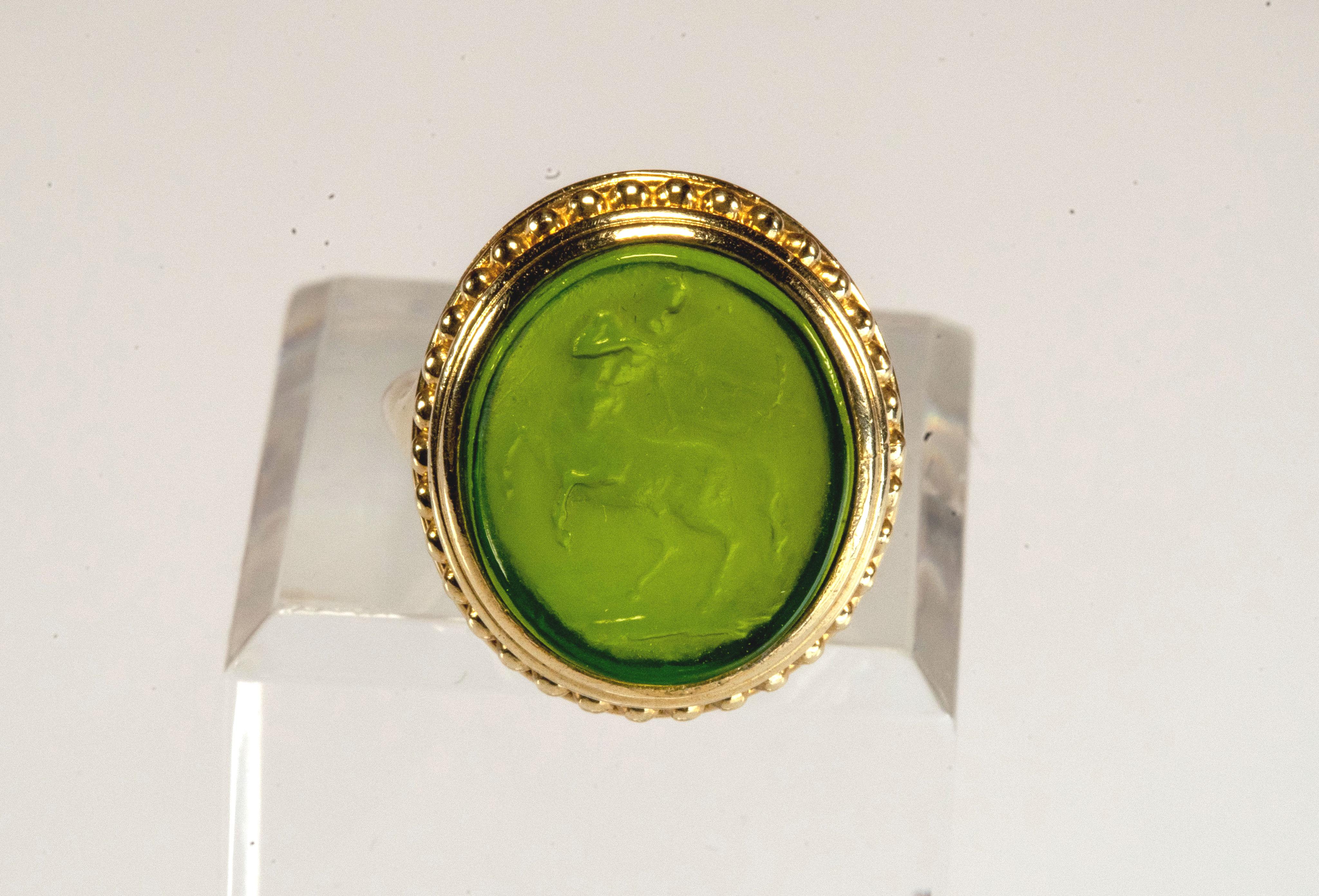 green cameo ring