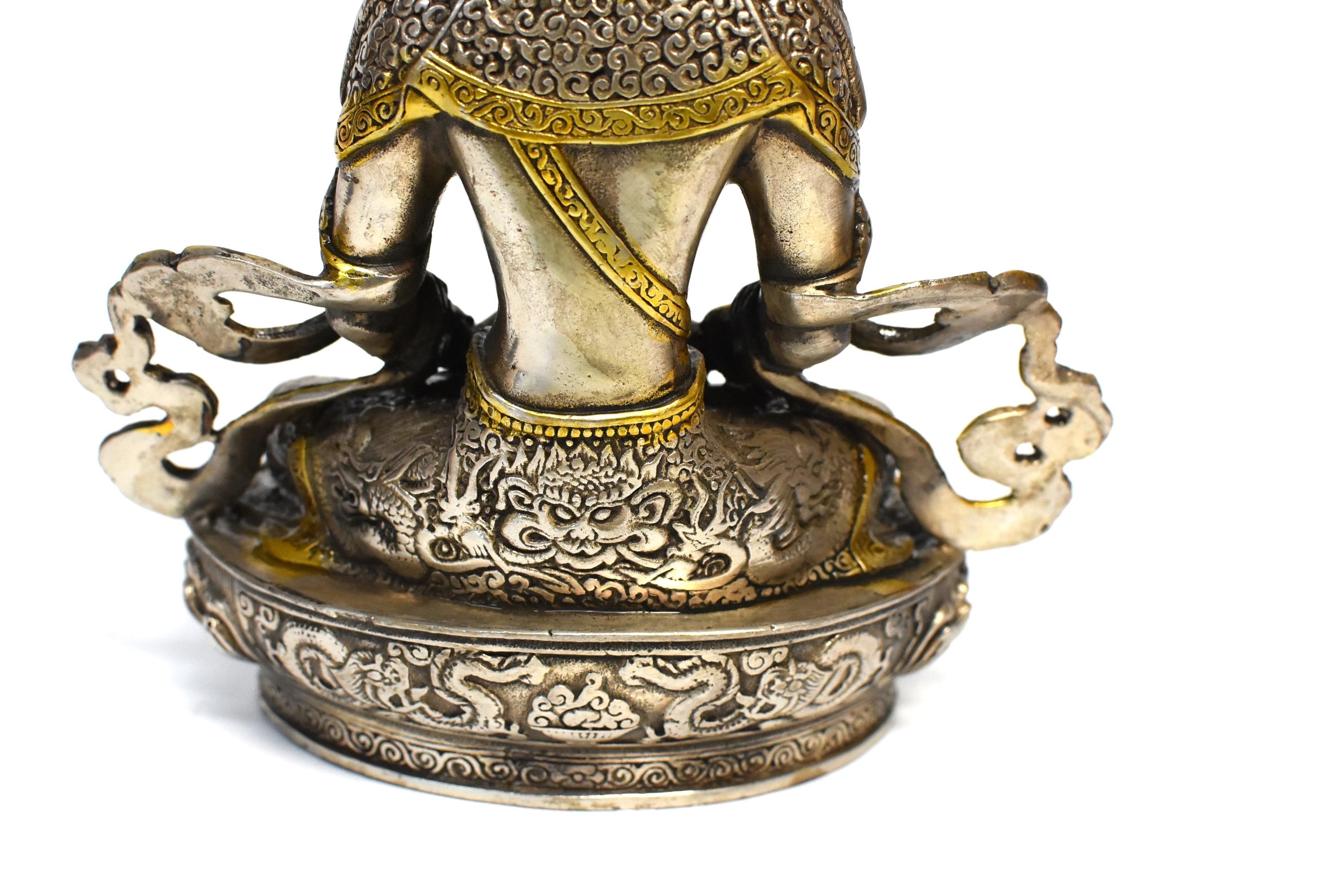 Gilded Silver Tibetan Buddha of Long Life Amitayus 5