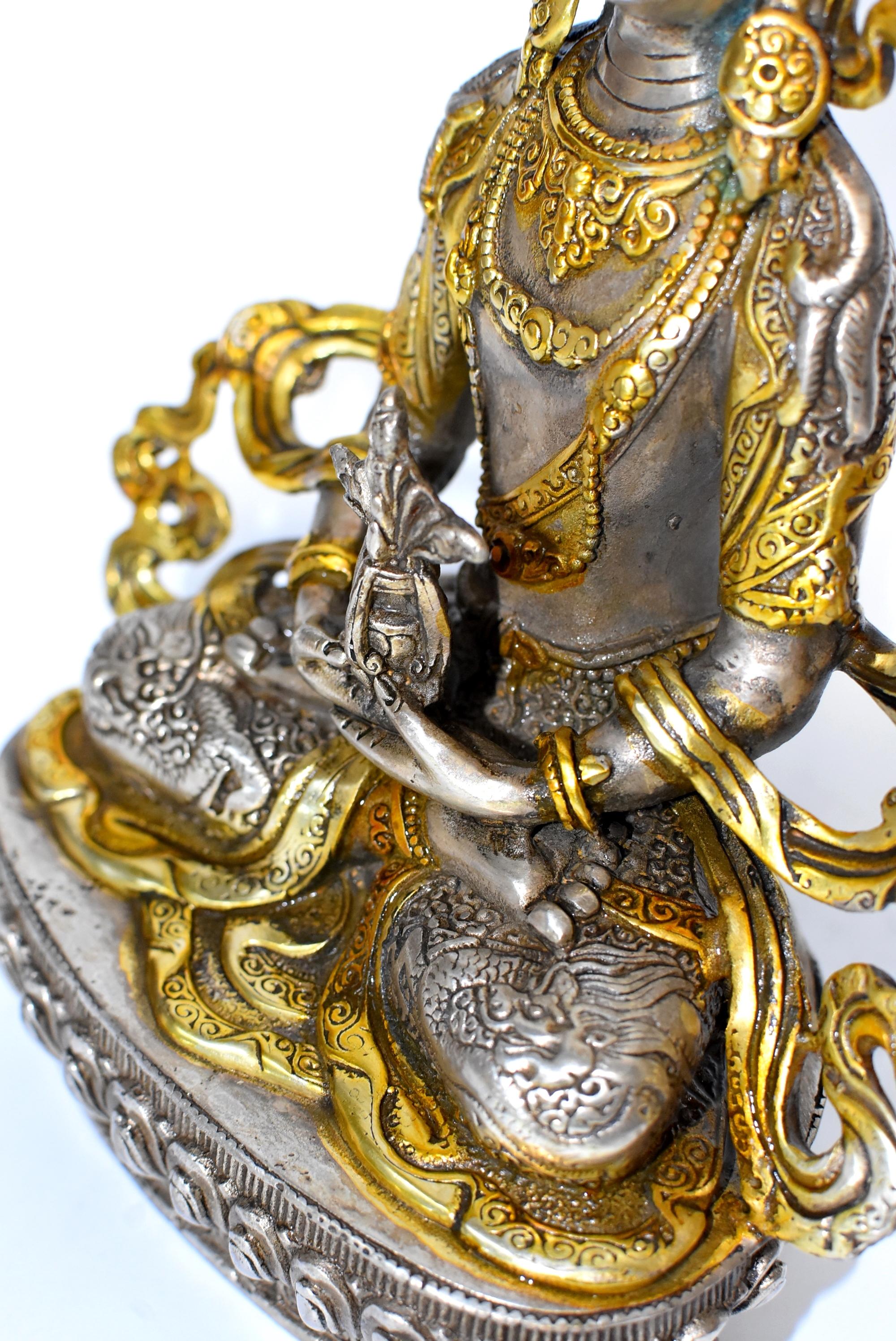 Gilded Silver Tibetan Buddha of Long Life Amitayus 8