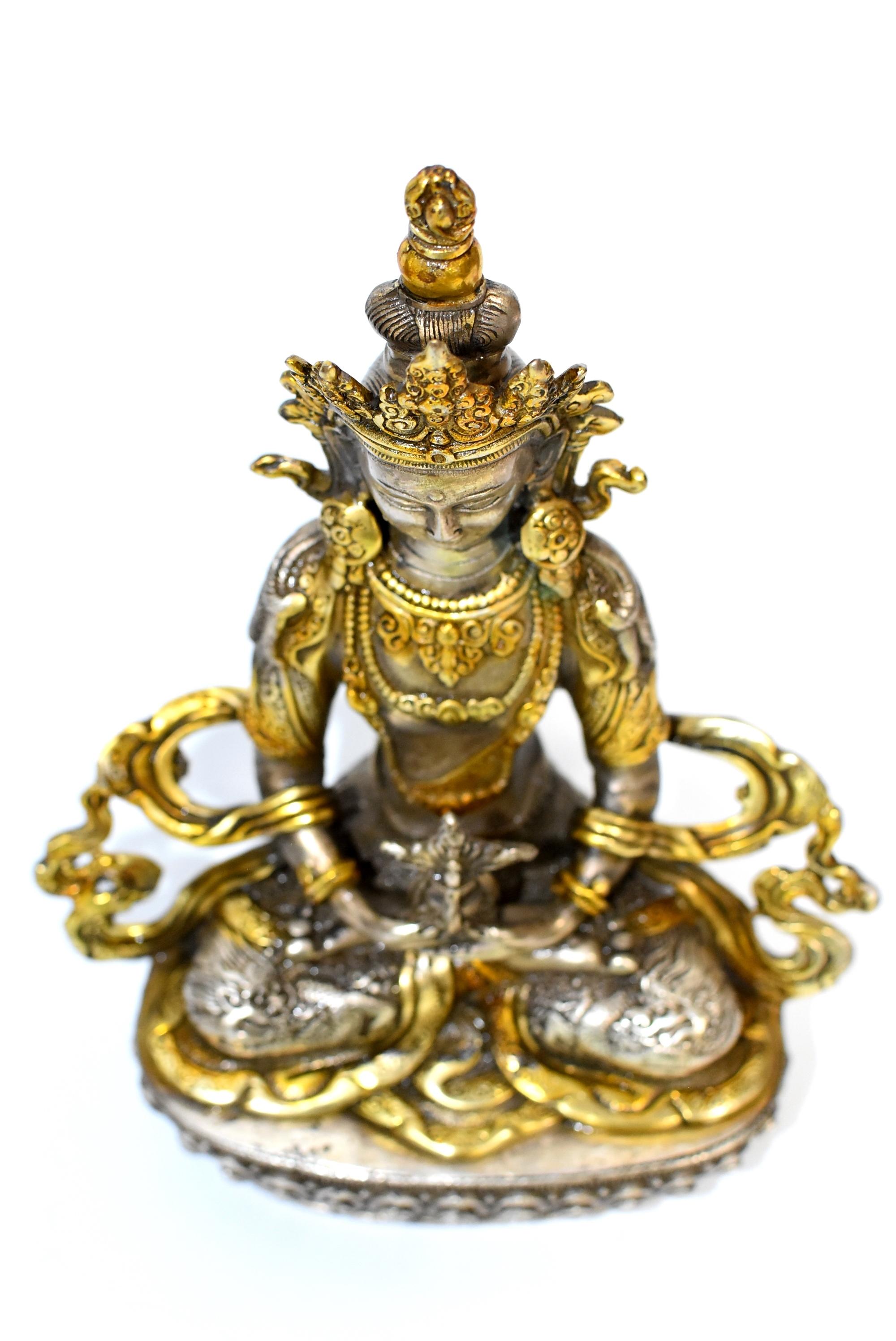 Gilded Silver Tibetan Buddha of Long Life Amitayus 11