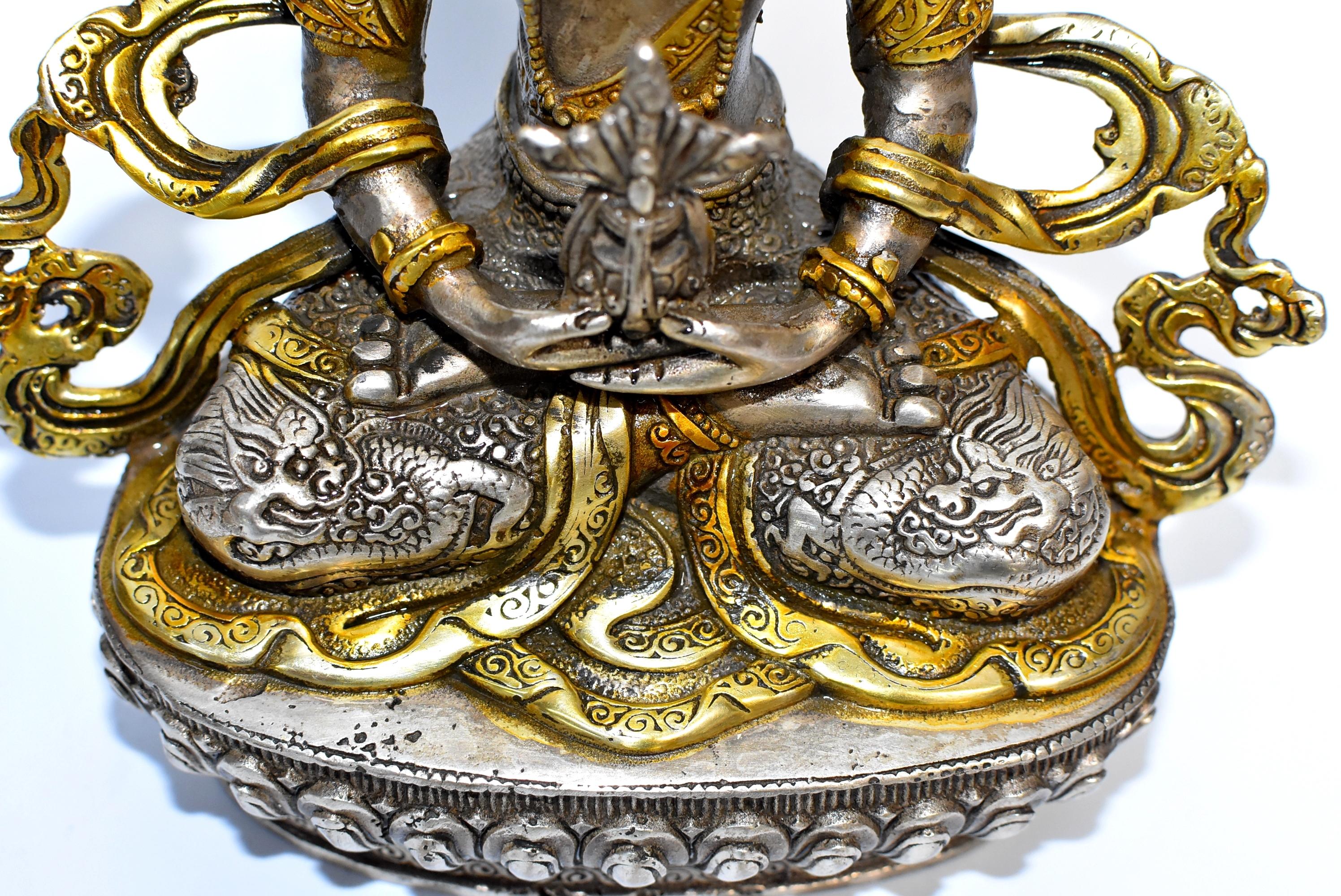 Gilded Silver Tibetan Buddha of Long Life Amitayus 4