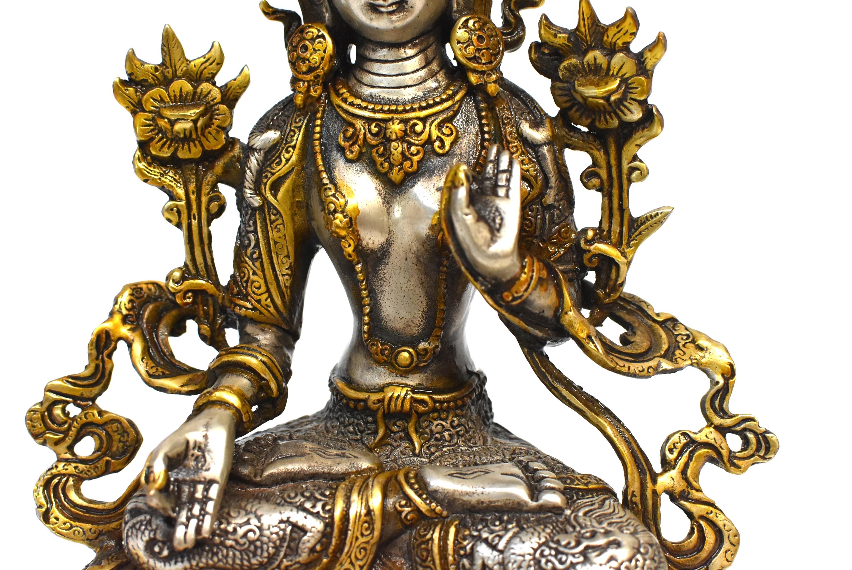 Bronze Gilded Silver Tibetan White Tara