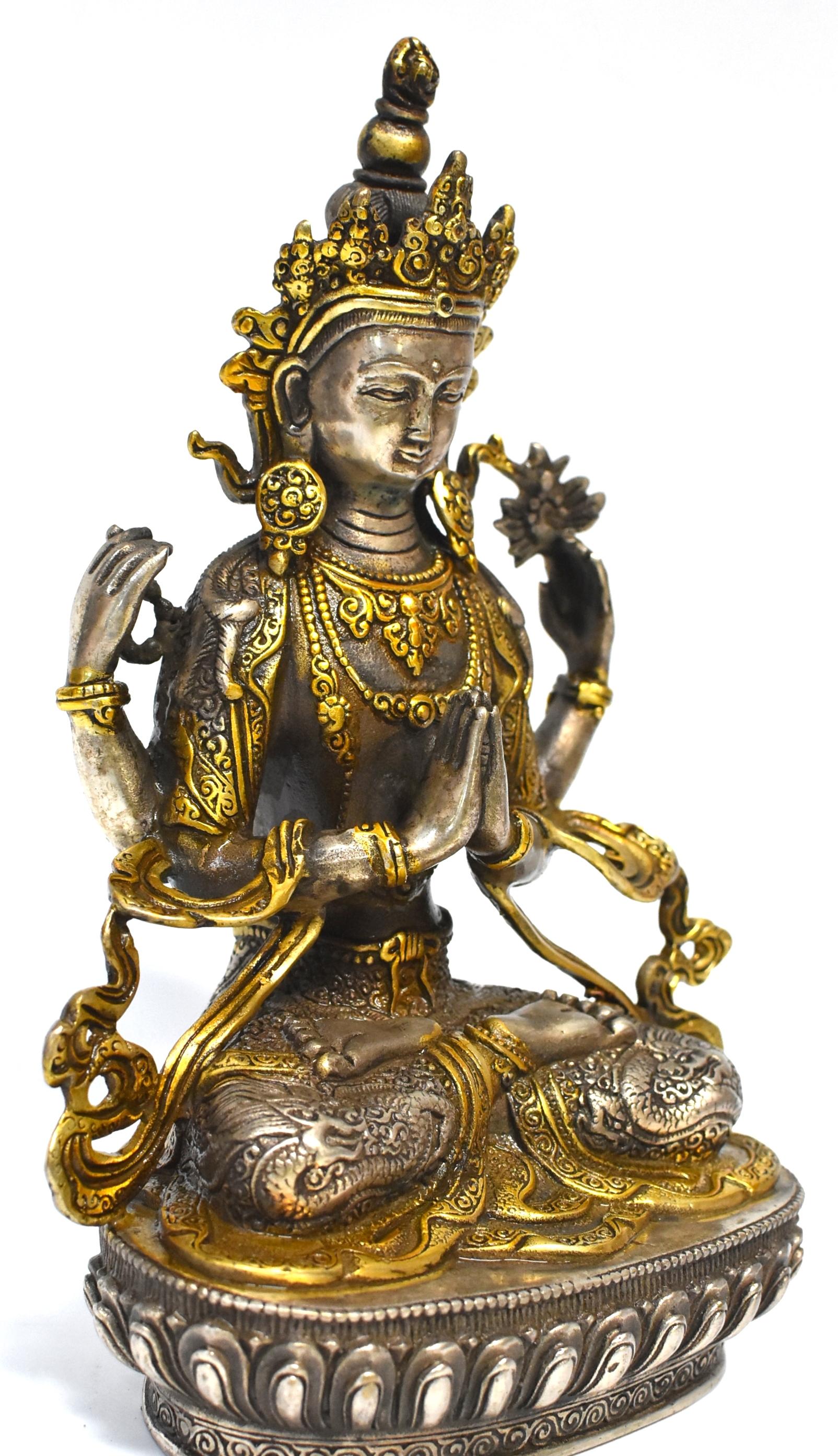 Bronze Gilded Silver Tibetan White Tara