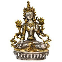 Vintage Gilded Silver Tibetan White Tara