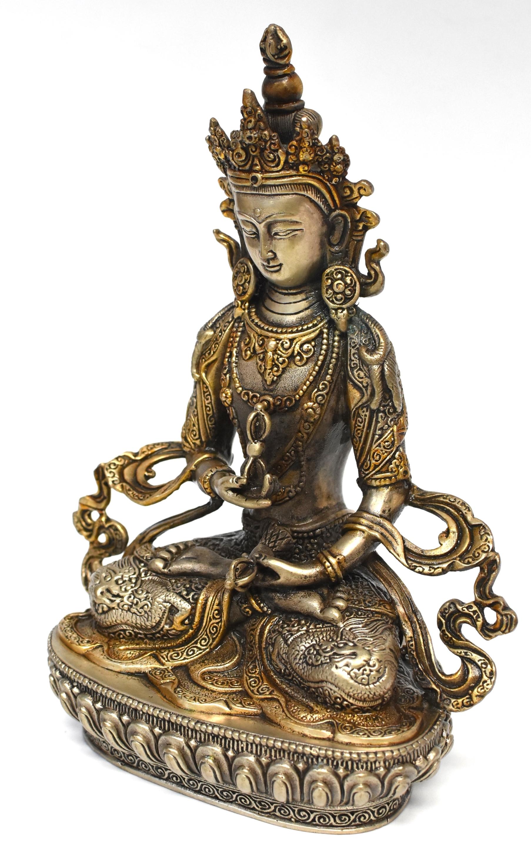 Gilded Silver Tibetan Vajrassatva with Dorje In Good Condition In Somis, CA