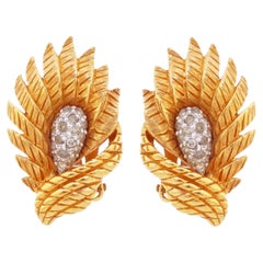 Gilded Spray Earrings With Pavé Details By Jomaz, 1950s