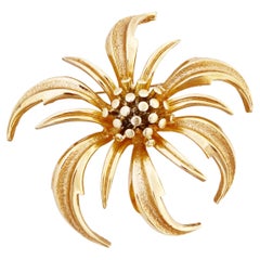 Vintage Gilded Spray Flower Brooch By Marcel Boucher, 1950s