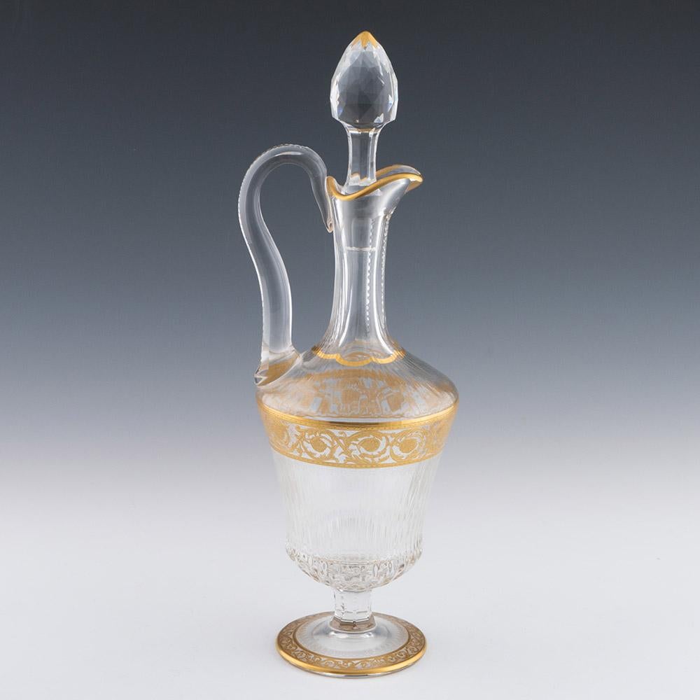 Gilded St Louis Claret Jug Callot Pattern c1930 In Good Condition For Sale In Tunbridge Wells, GB