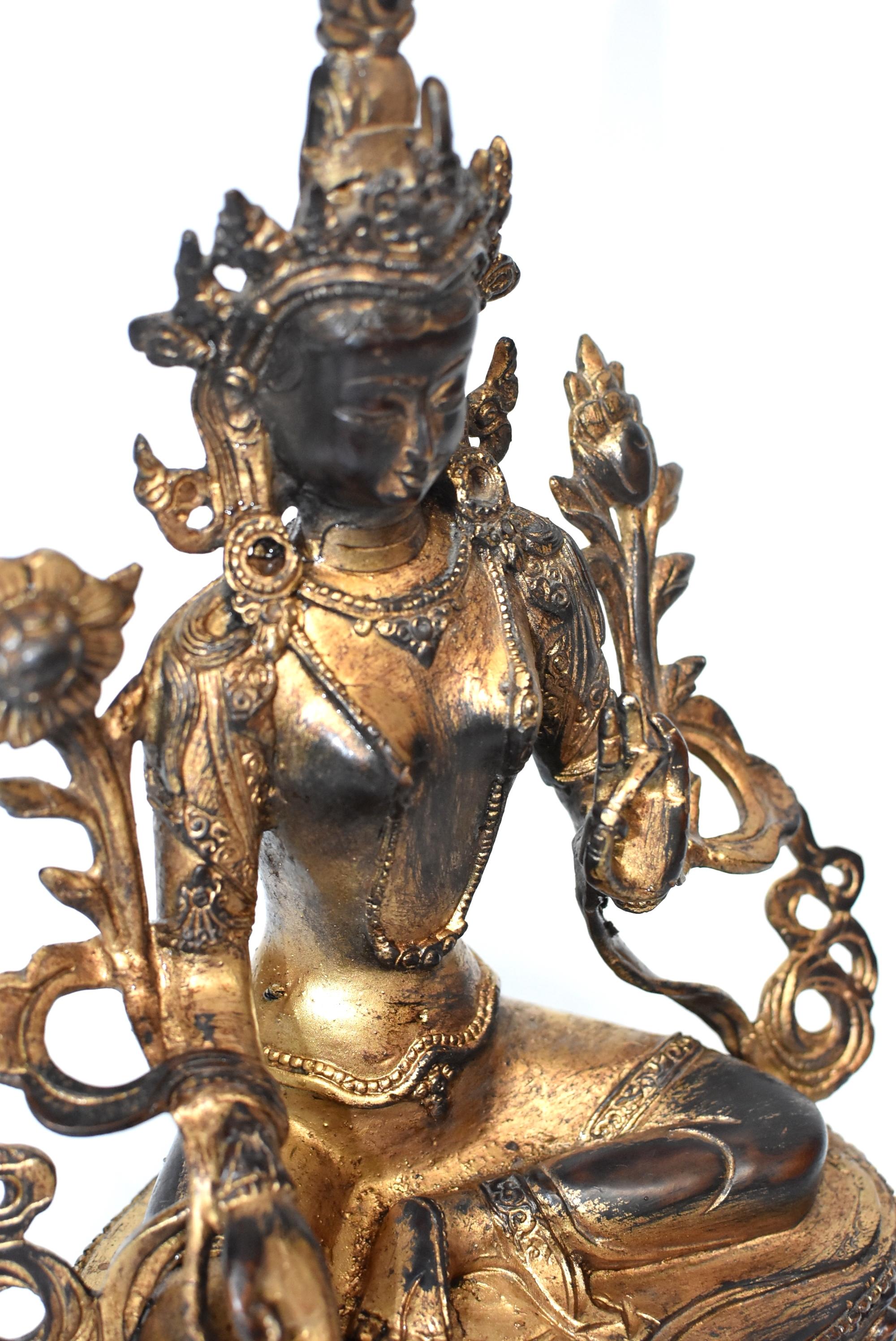 Gilded Statue of Tibetan Green Tara 8