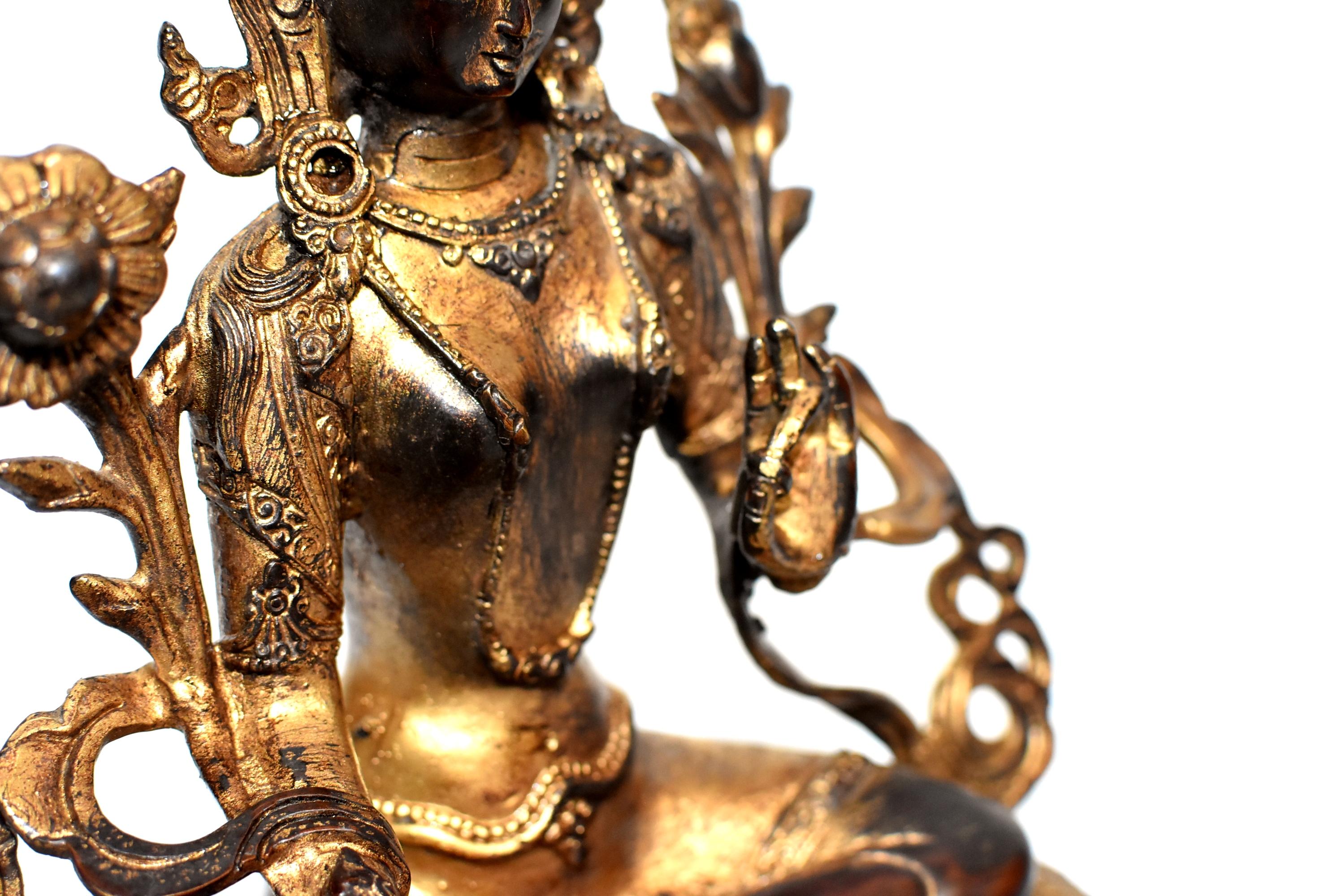 Gilded Statue of Tibetan Green Tara 10