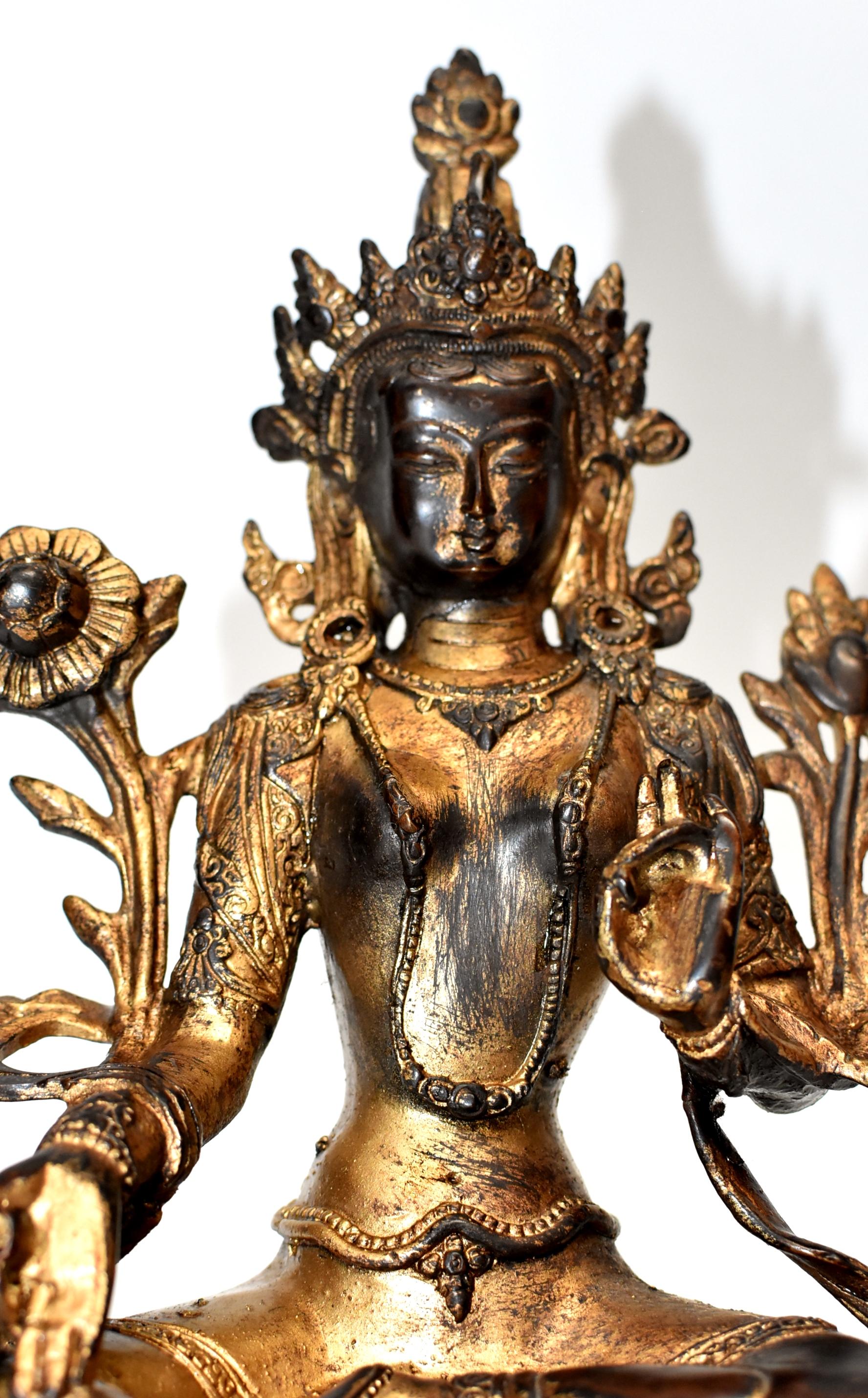 Gilded Statue of Tibetan Green Tara 11