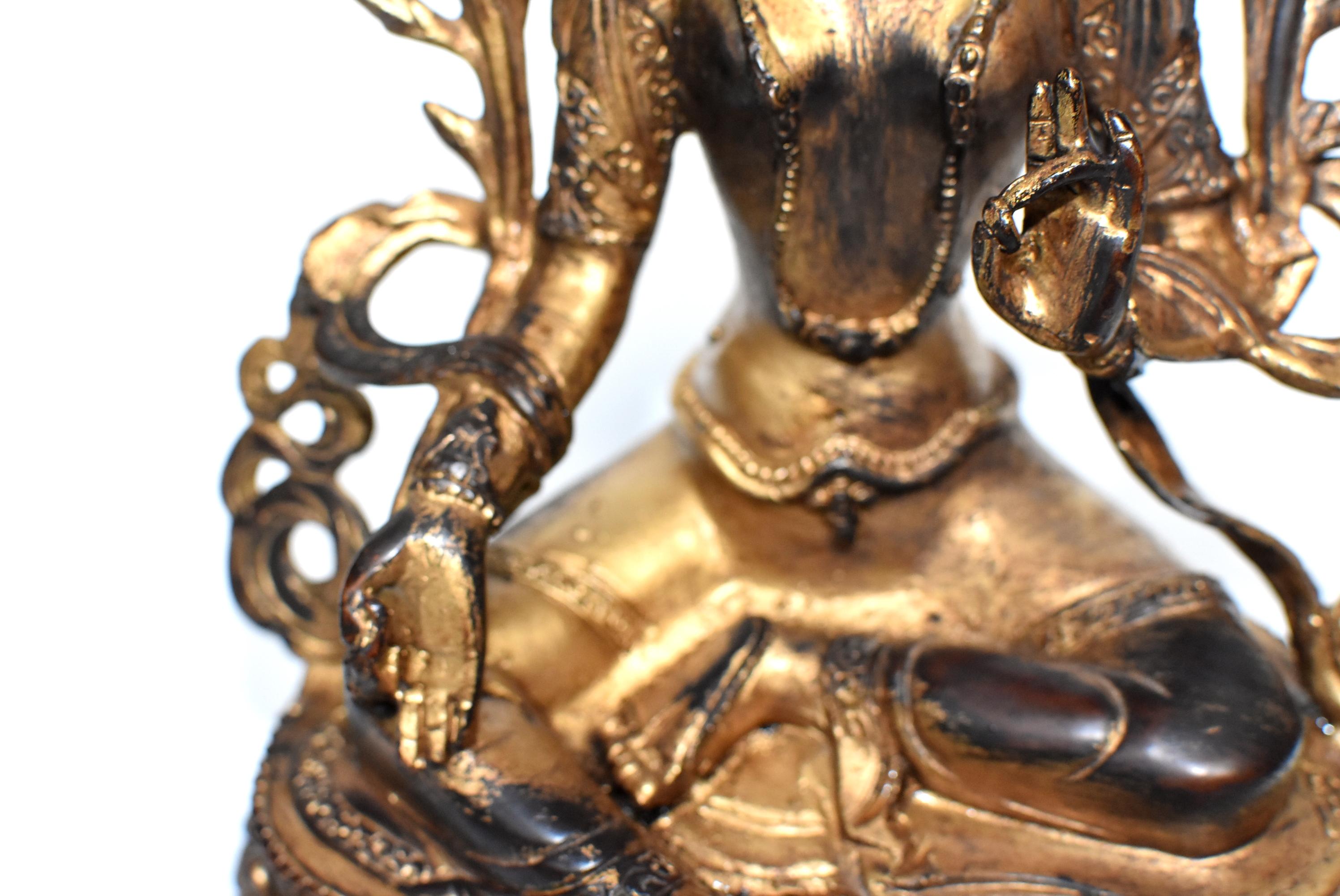 Gilded Statue of Tibetan Green Tara 13