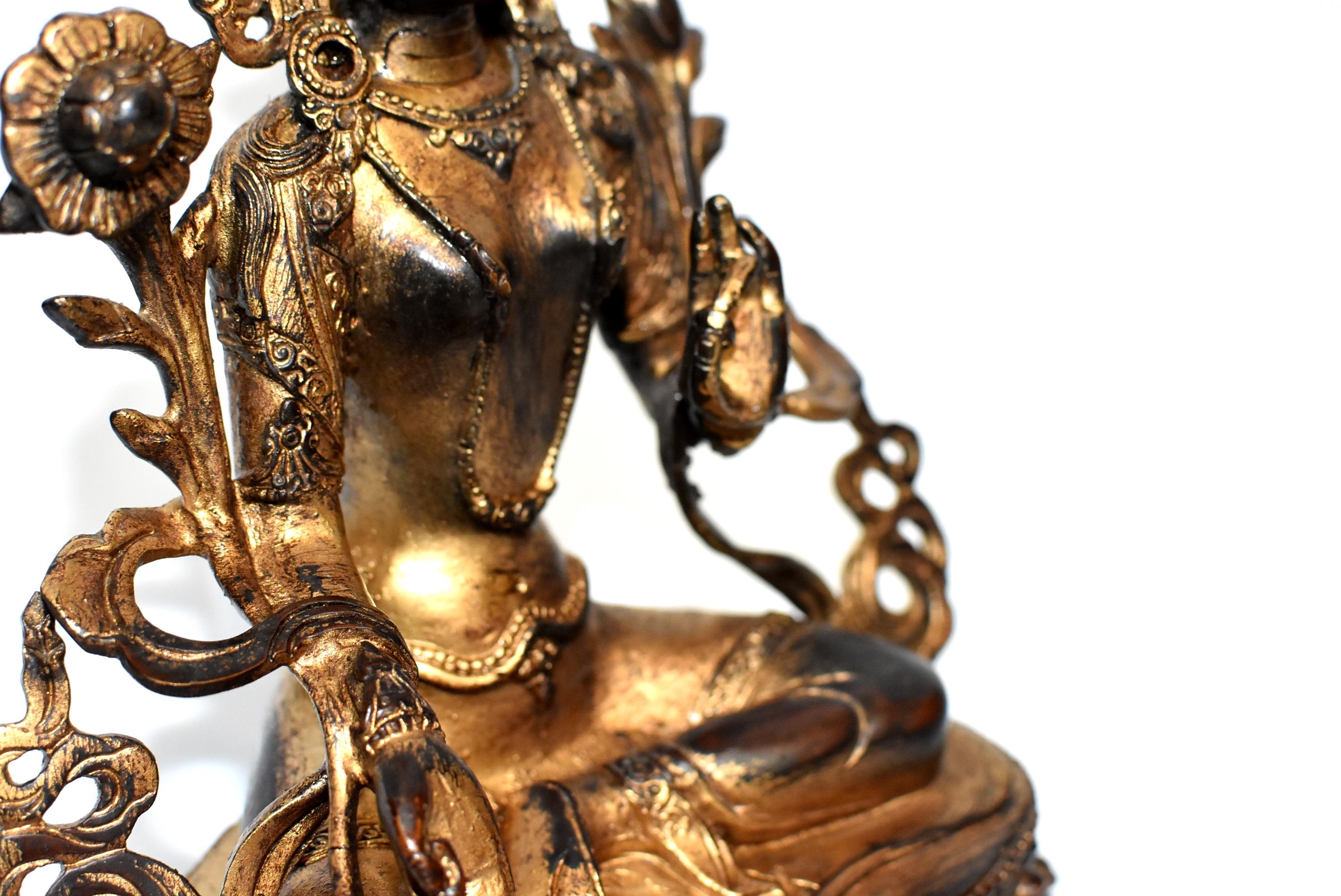 Gilded Statue of Tibetan Green Tara 2