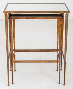 Gilded Steel Nesting Tables, Pair