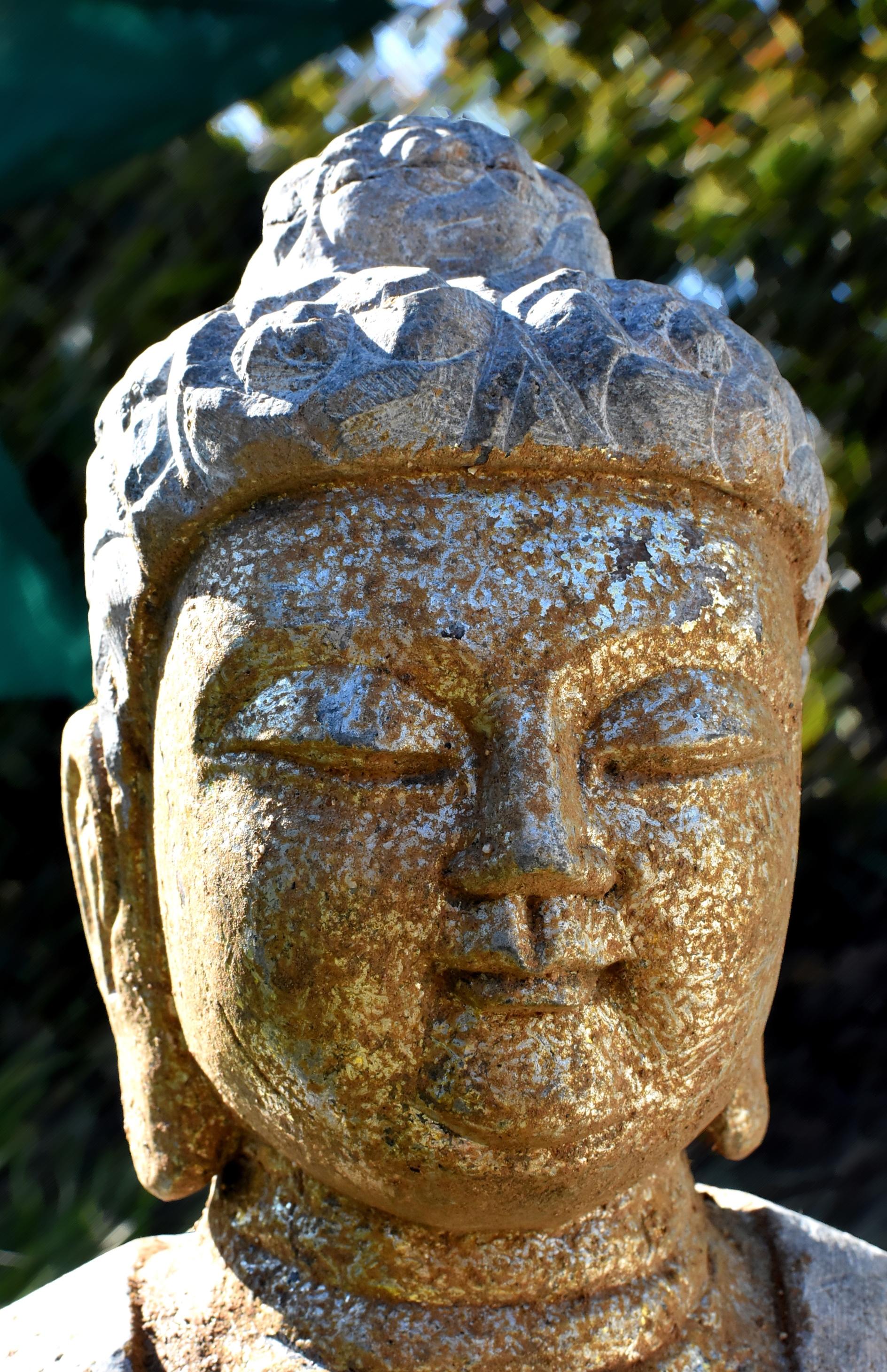 Golden Stone Buddha Statue on Lotus 5