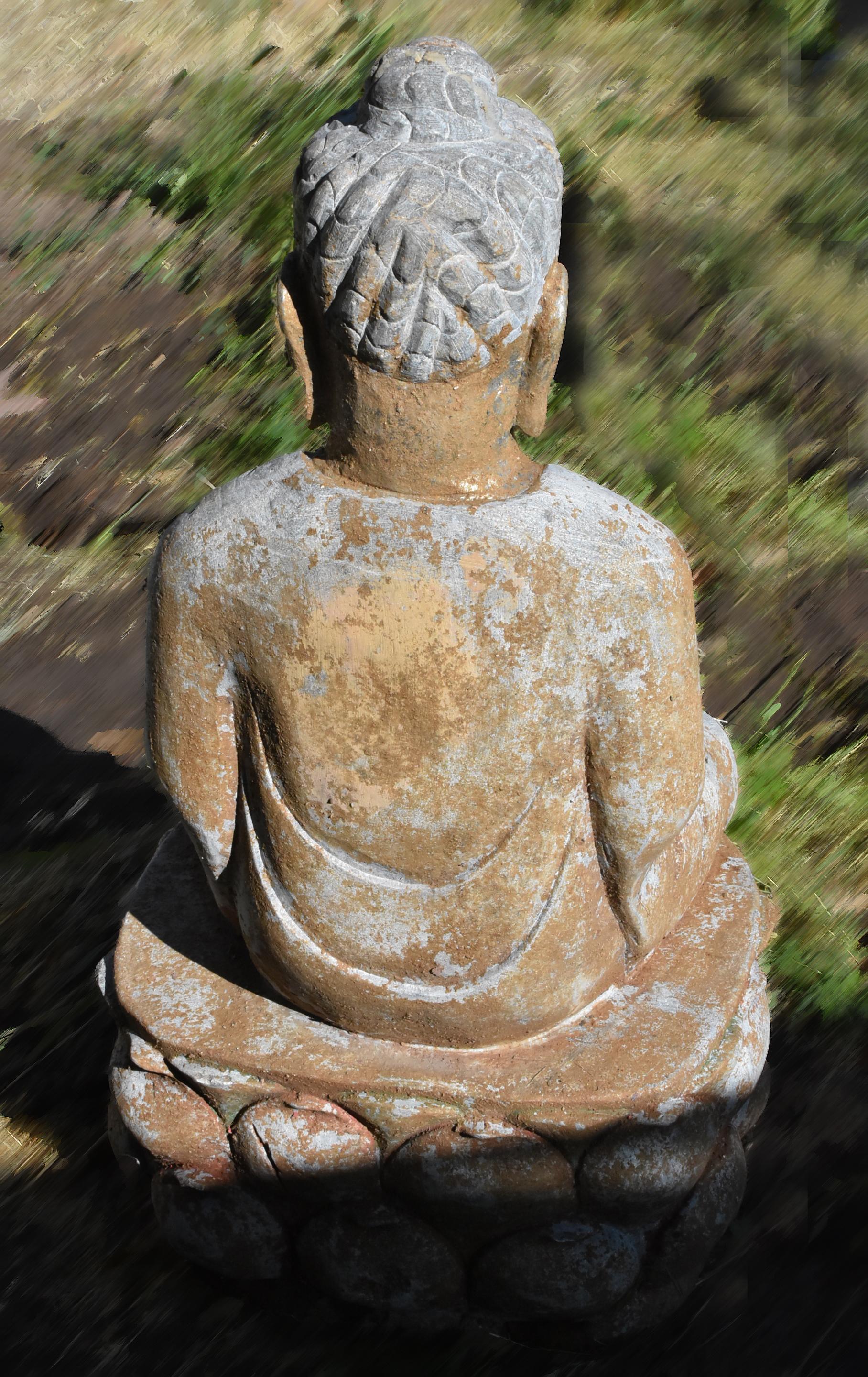 Golden Stone Buddha Statue on Lotus 8