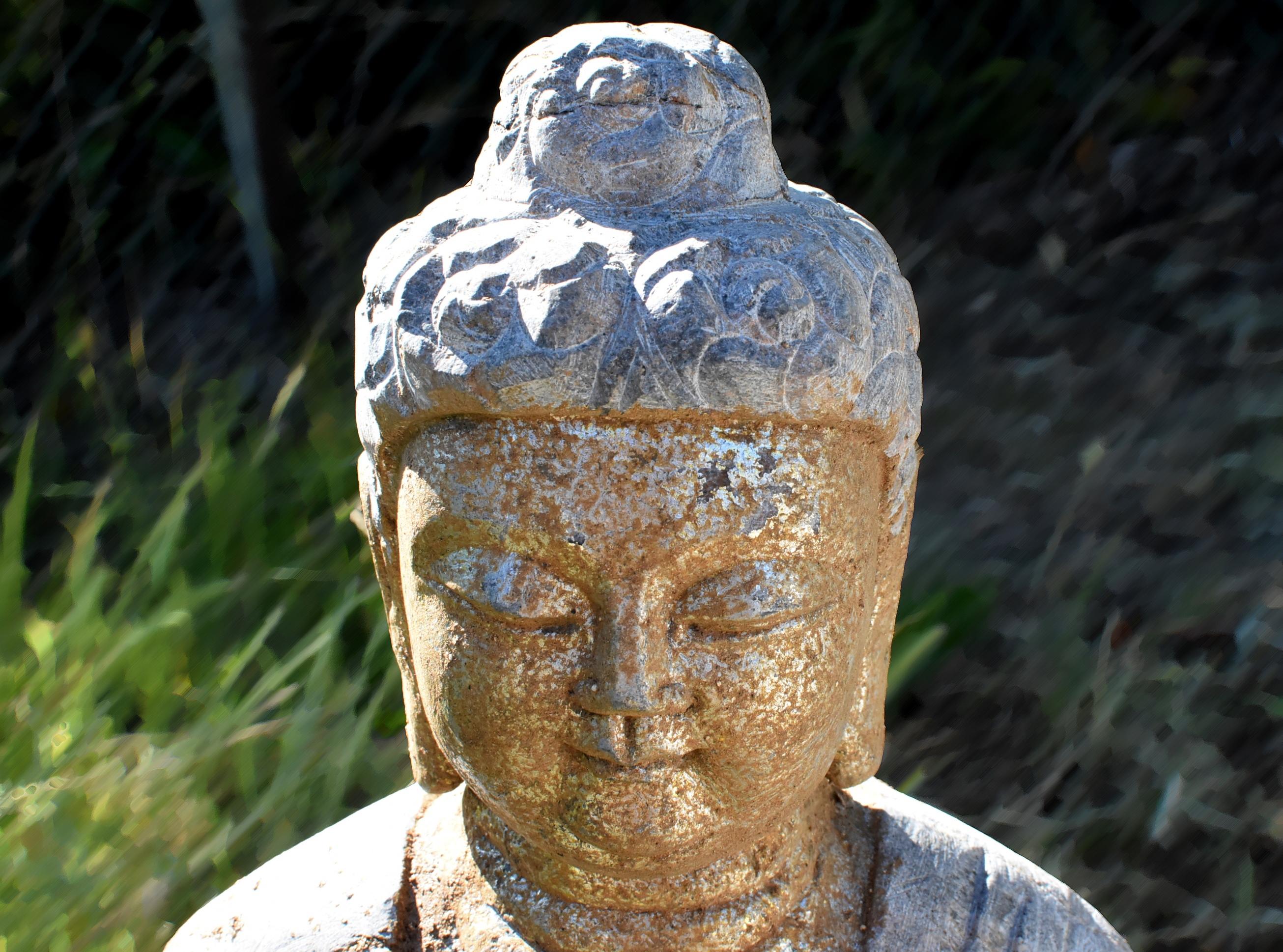 Tang Golden Stone Buddha Statue on Lotus