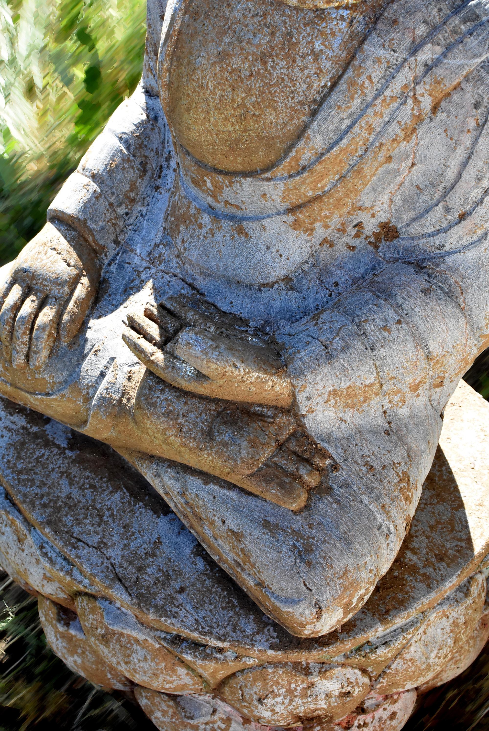 Golden Stone Buddha Statue on Lotus 2