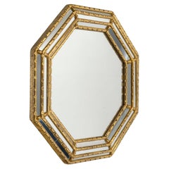 Gilded Stucco and Cloisonné Mirror, 20th Century.