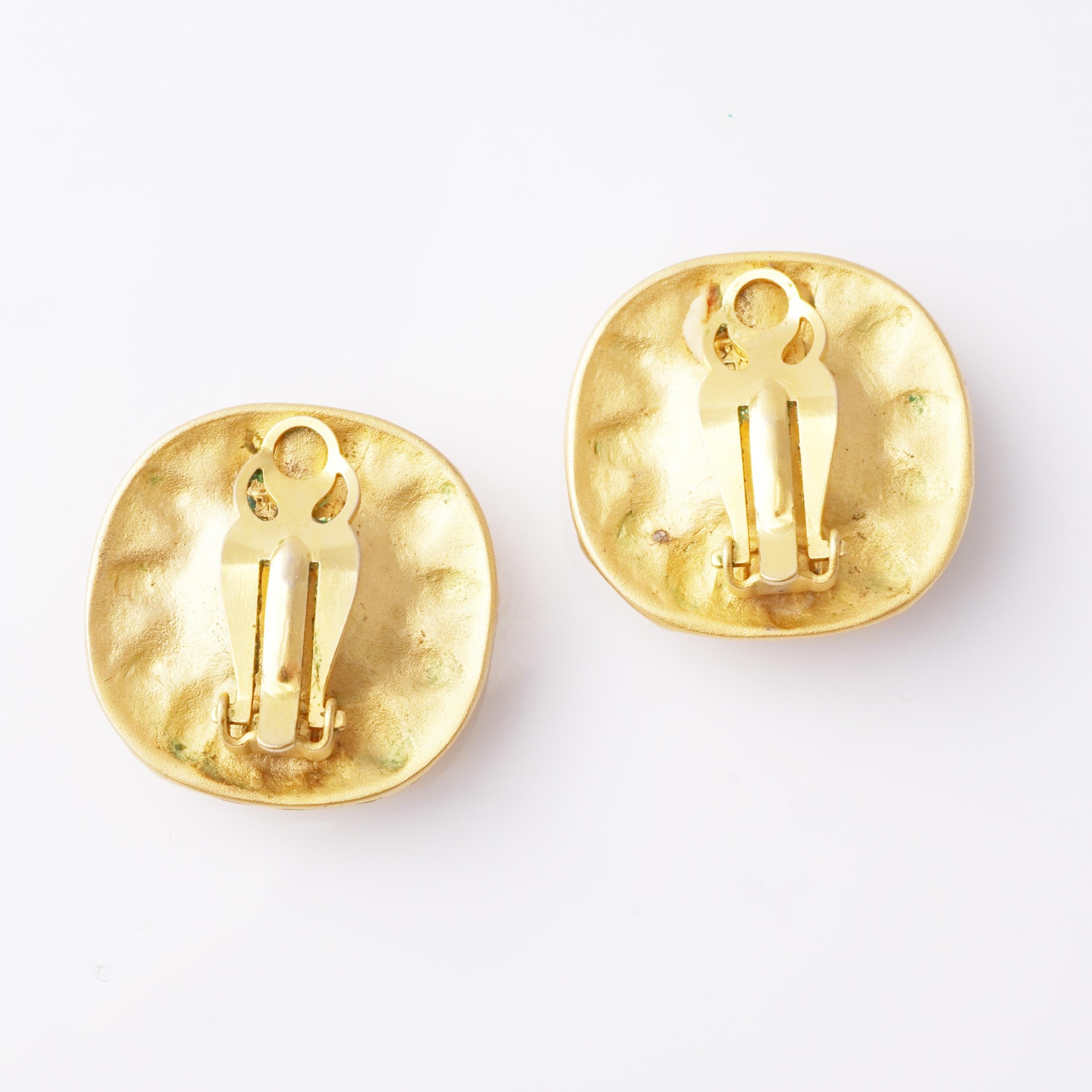 Women's Gilded Sunburst Earrings With Extra Large Crystals By Leslie Block, 1980s For Sale