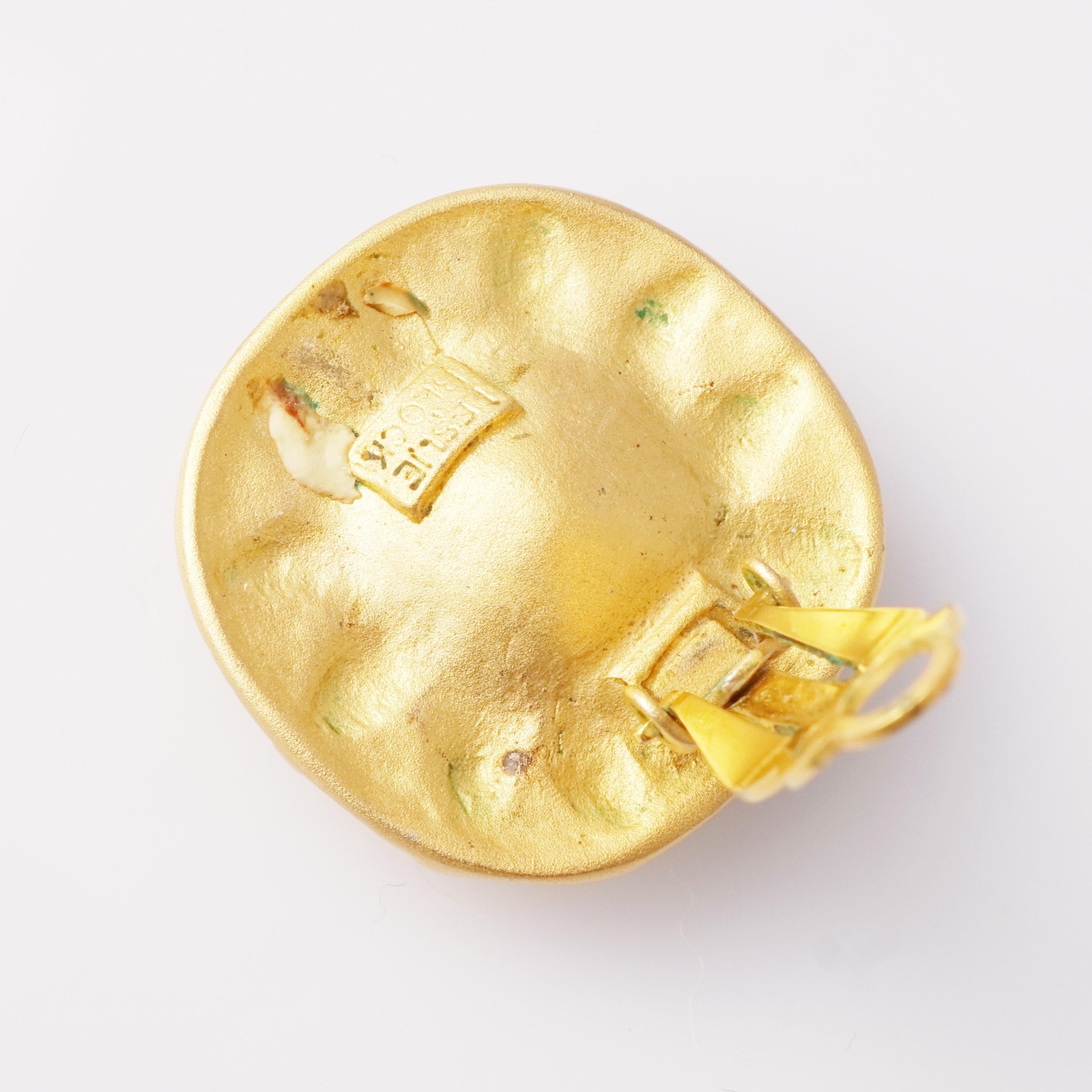 Gilded Sunburst Earrings With Extra Large Crystals By Leslie Block, 1980s For Sale 1