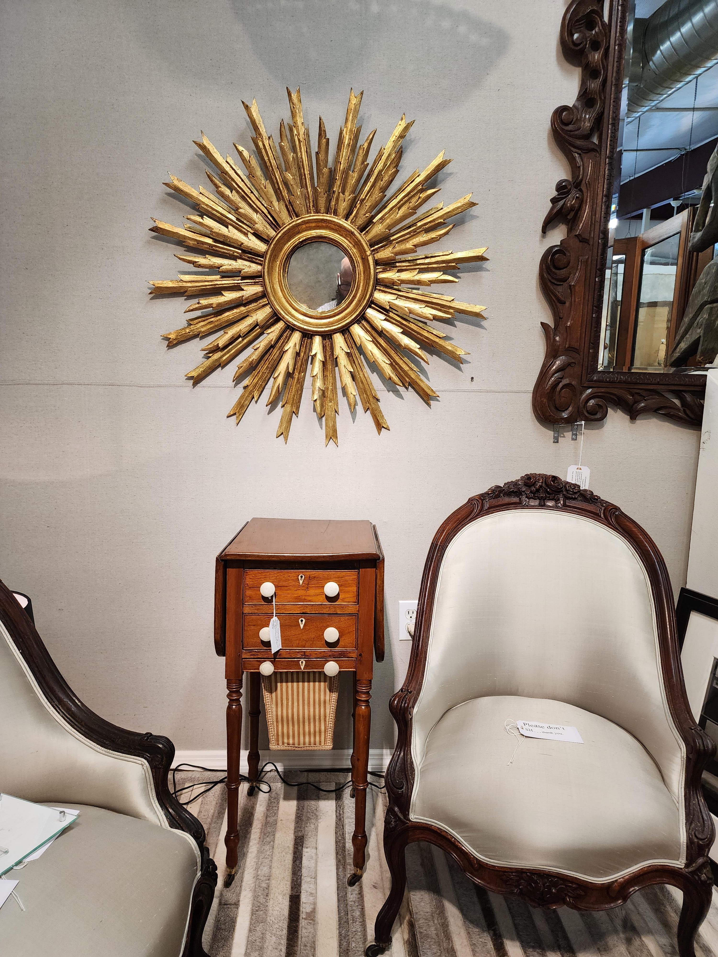 Gilded Sunburst Mirror Art Deco From Spain 3