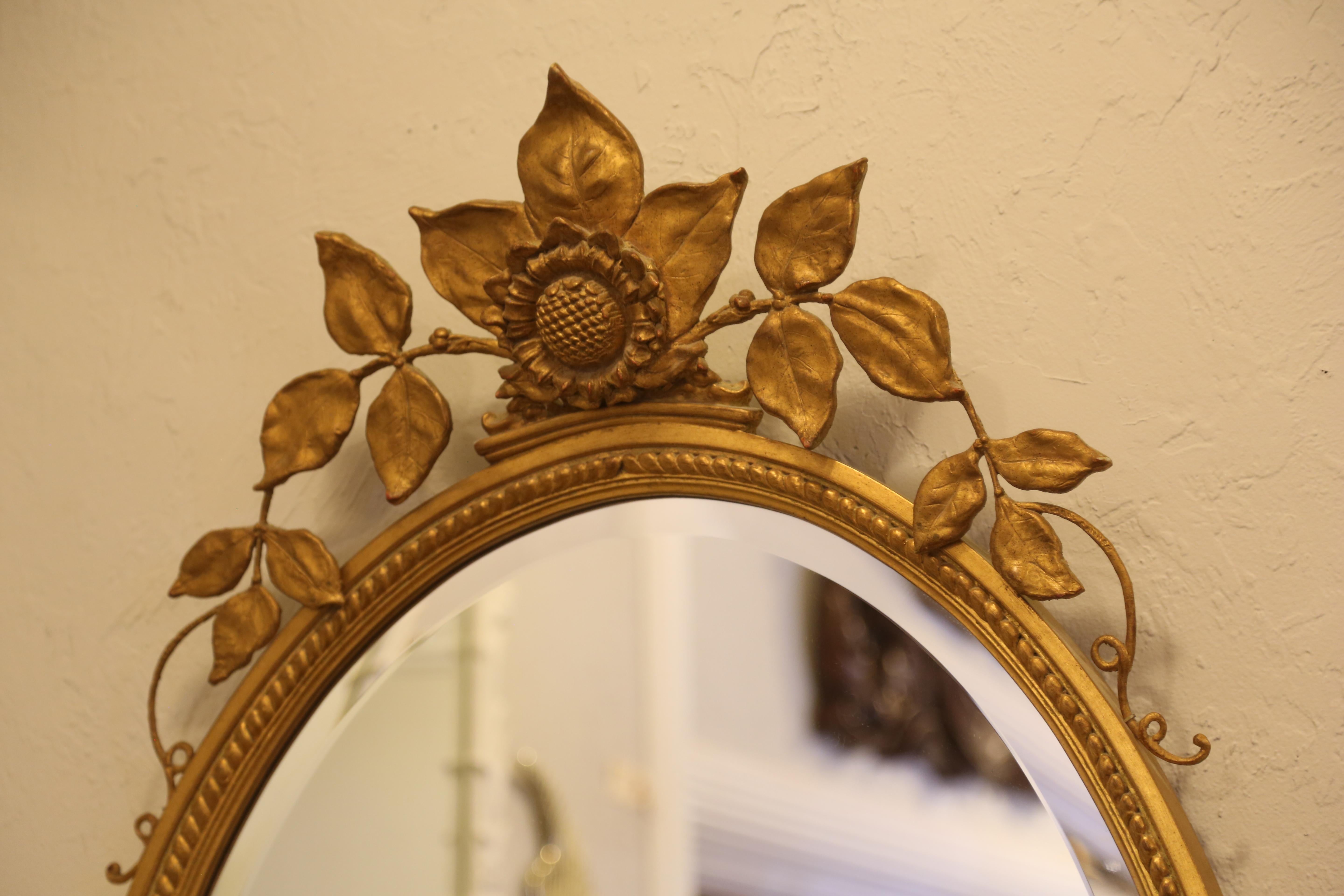 American Gilded Sunflower Oval Mirror