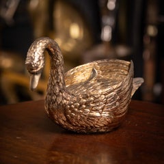 Gilded Swan Ice Bucket by Mauro Manetti, Mid-Century Italian Design