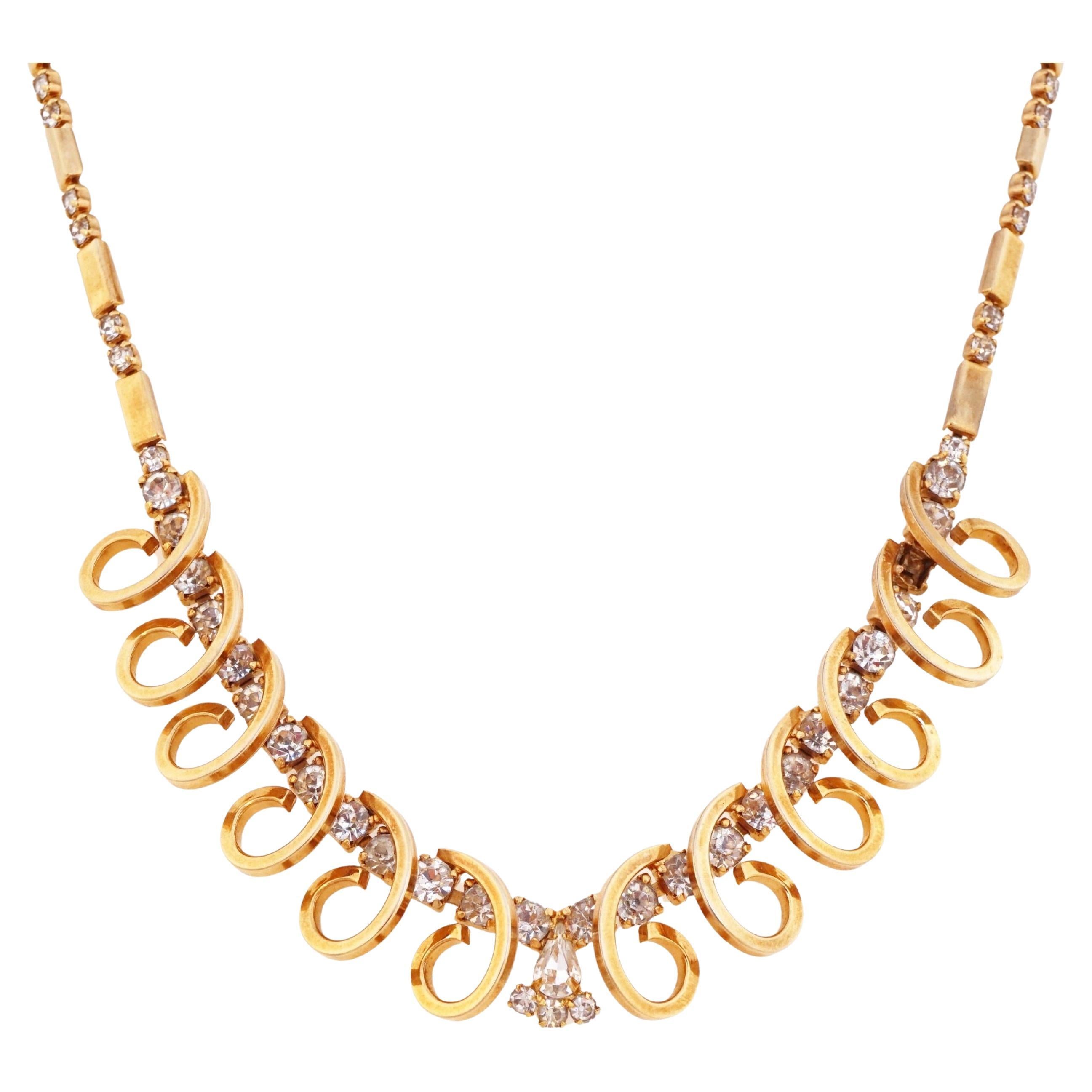 Gilded Swirl "Celestial Fire" Choker Necklace By Sarah Coventry, 1950s For Sale